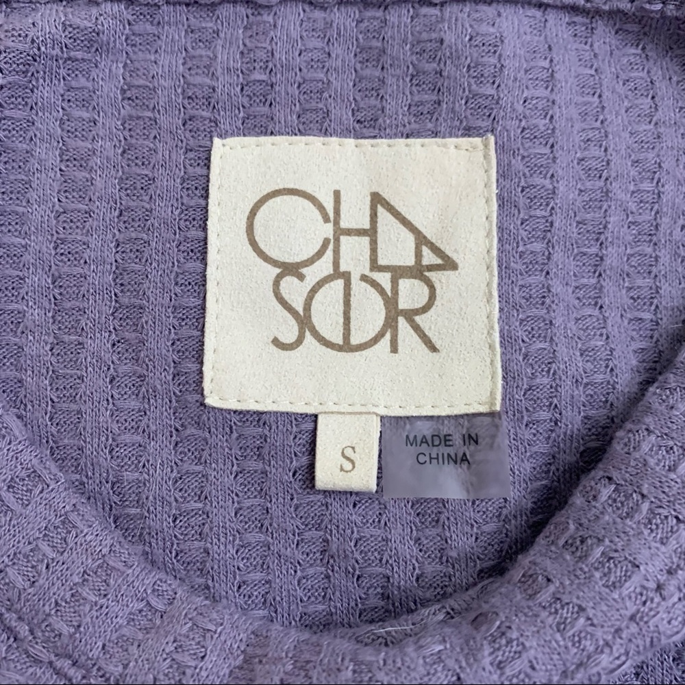 Chaser lavender waffle knit long sleeve thermal button cuff sleeve - Picture 10 of 11